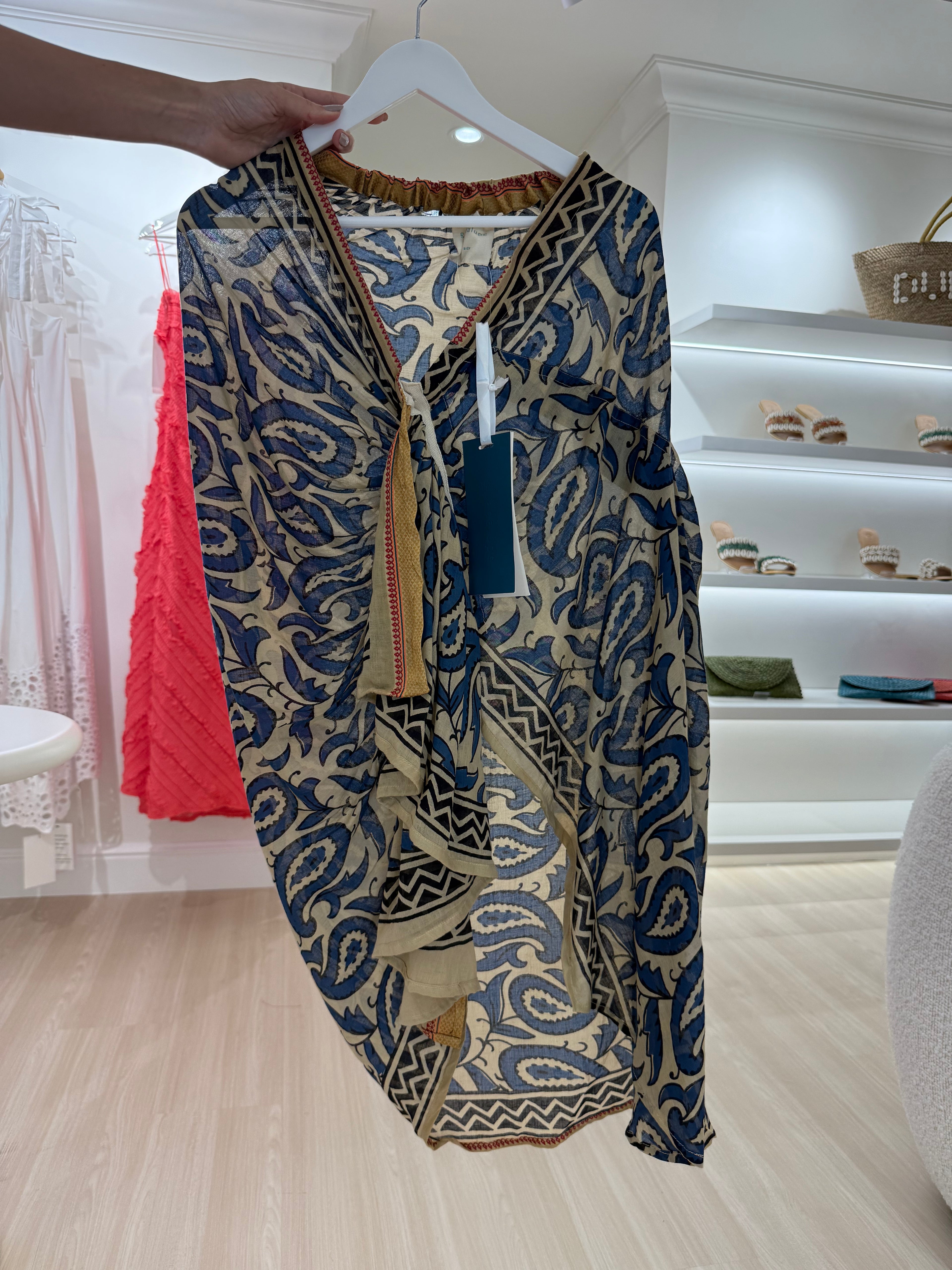 ASTERISCO PAREO Skirt 100% Cotton Blue Beach Wrap Skirt Flowy
