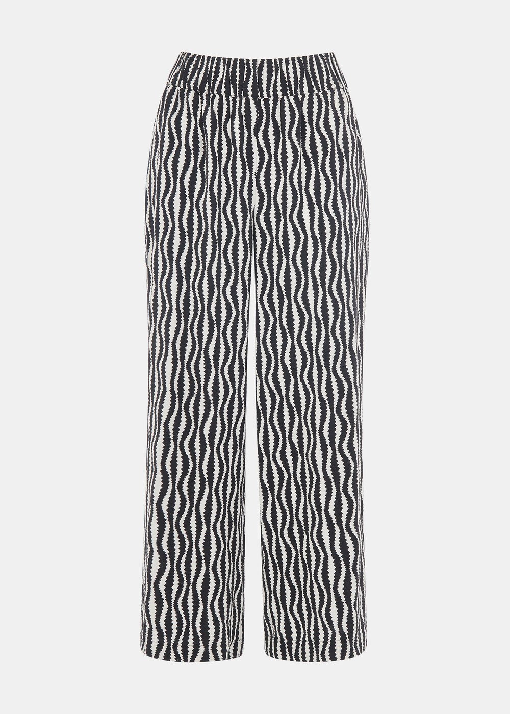 Optical Rope Cropped Wide-Leg Trousers – Black/White by Elppis