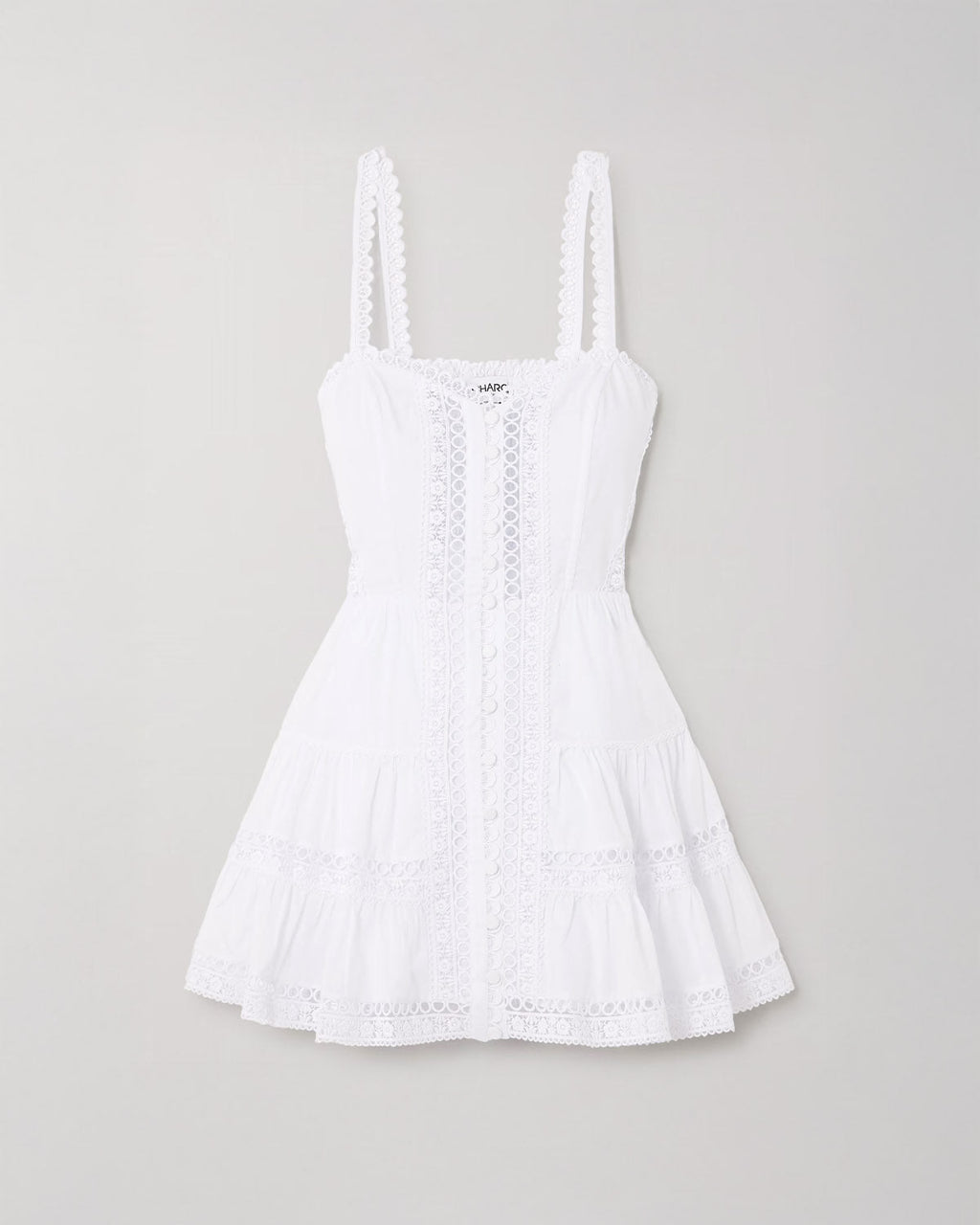 Lenora Short Skater Dress Cotton Voile Heartline Panelled Button Detail