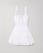 Lenora Short Skater Dress Cotton Voile Heartline Panelled Button Detail