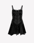 Lira Short Dress Cotton Voile Heart-Neck Embroidered Flared Skirt