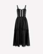 Dafelle Long Dress Cotton Voile Corsetry Guipure Sweetheart Midi