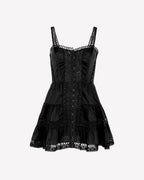 Lenora Short Skater Dress Cotton Voile Heartline Panelled Button Detail