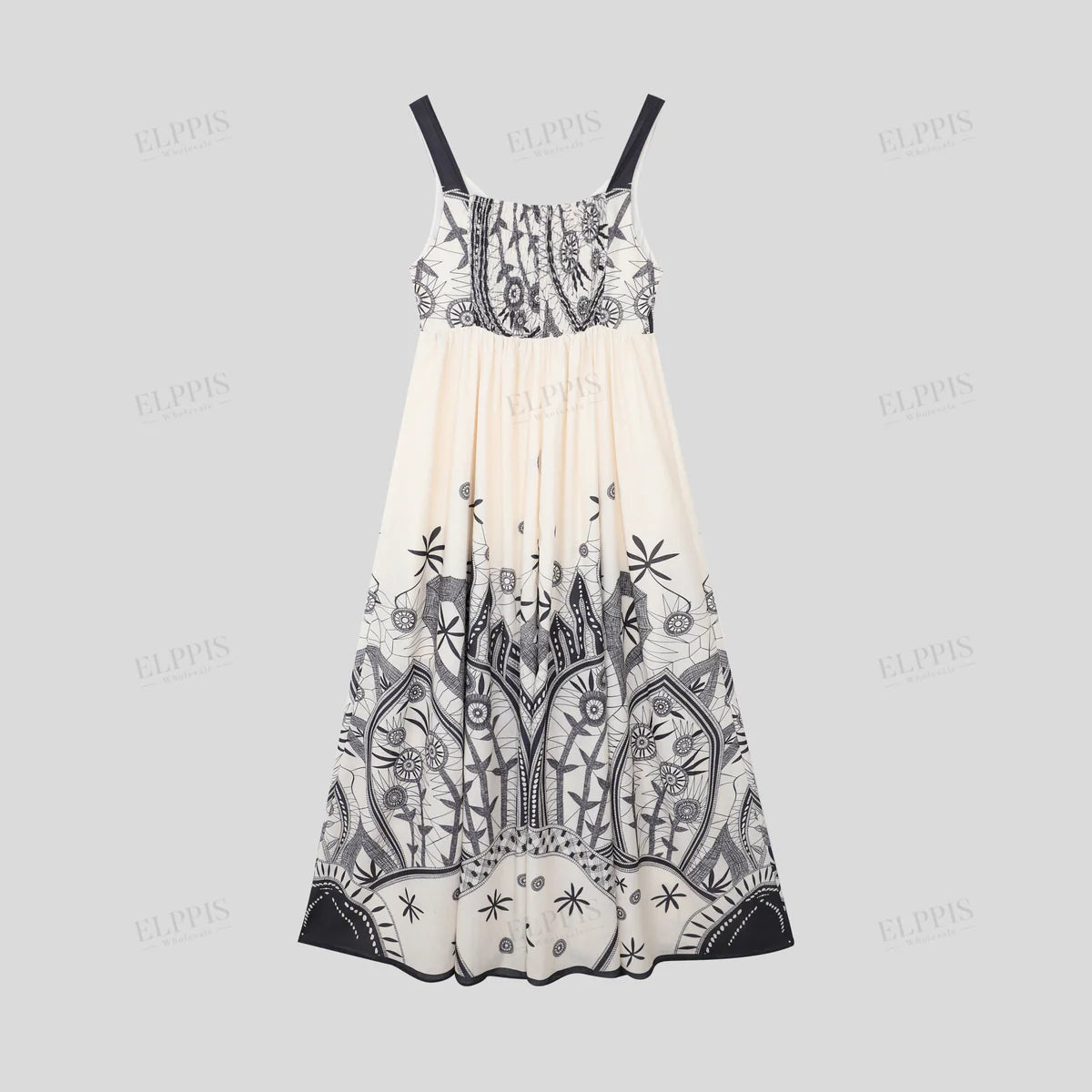 Positioned Print Court Style Slip Dress