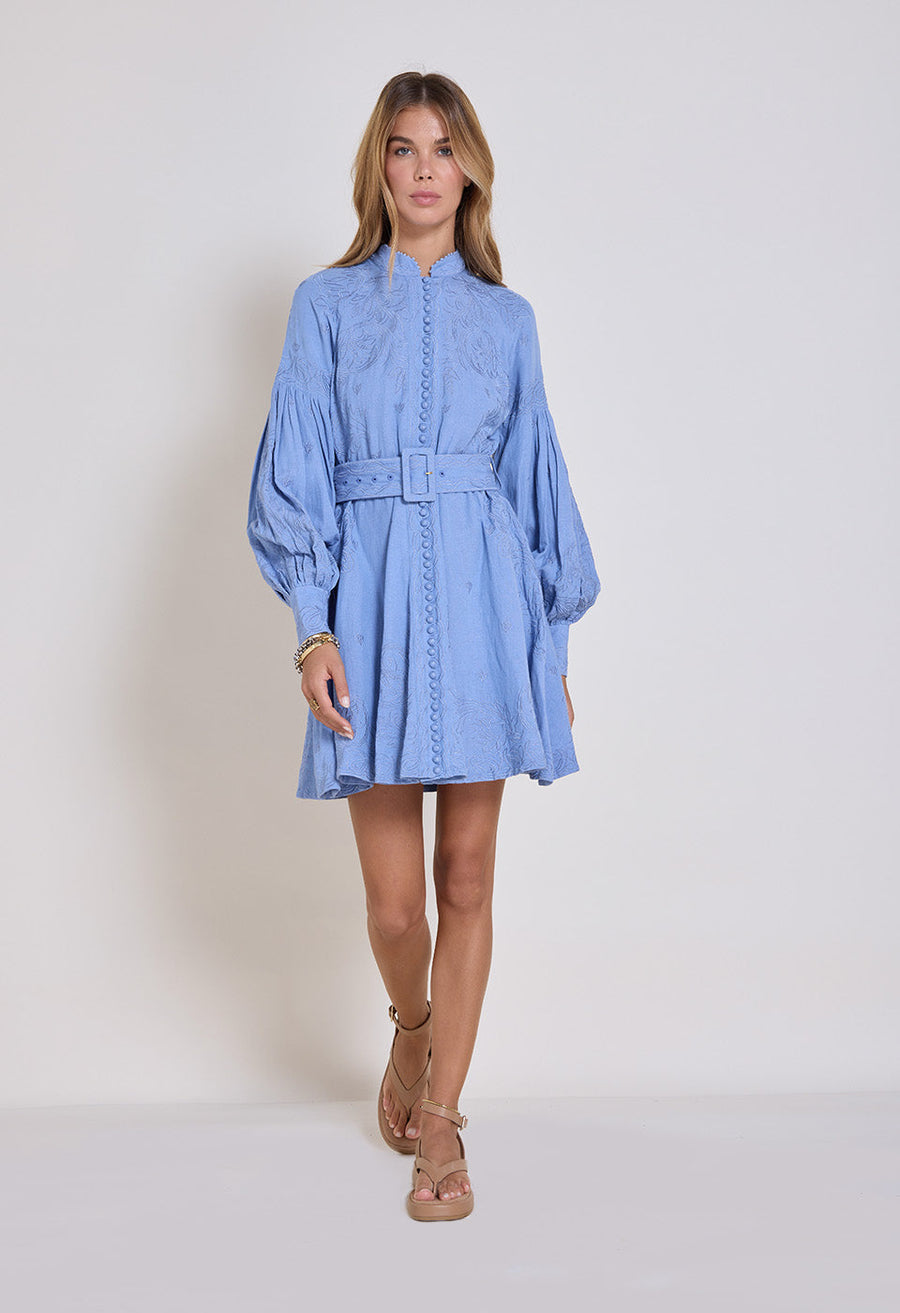 Berite Mini Dress – Milky Blue by Scarlett Poppies