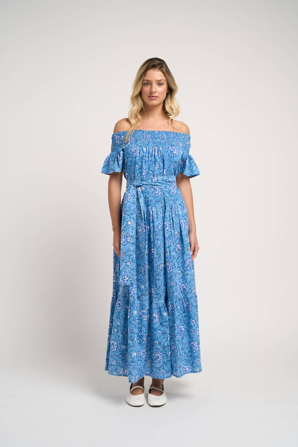 Momposina Stella Handcrafted Floral Maxi Dress Lightweight Cotton Boho
