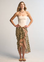 Giada Pareo Skirt Brown Cotton Wrap Beach Cover-Up