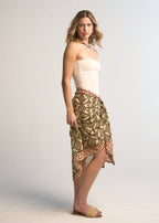 Giada Pareo Skirt Brown Cotton Wrap Beach Cover-Up