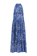 Liliana Zebra Print Tiered Halter Maxi Dress by Belyed