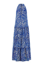 Liliana Zebra Print Tiered Halter Maxi Dress by Belyed
