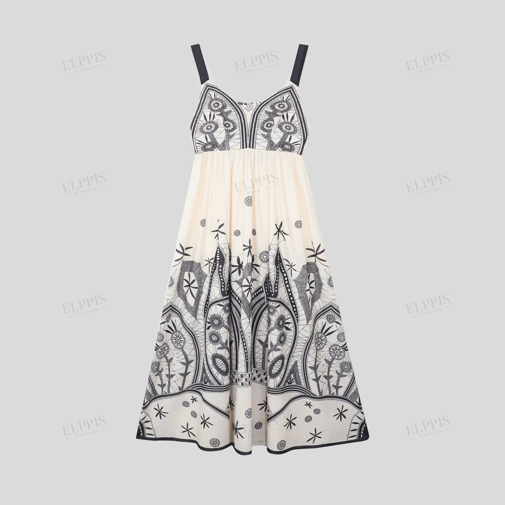 Positioned Print Court Style Slip Dress