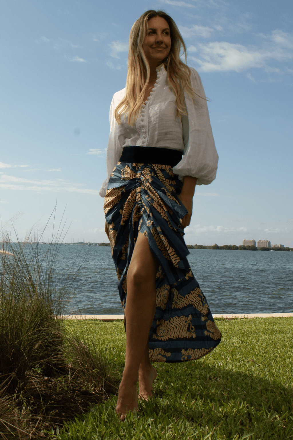 Luciana Pareo Skirt Orange/Pink Lightweight Printed Beach Wrap Cover-up