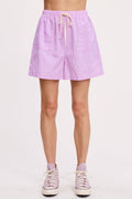 Wholesale Stripe Cotton Shorts Relaxed Fit Elastic Waistband Drawstring