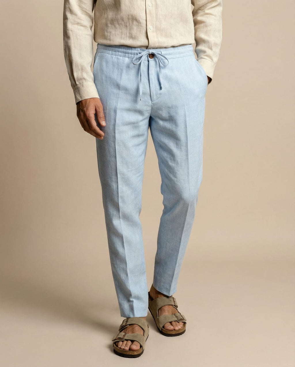 Apprivio- Dante Linen Trousers - Blue