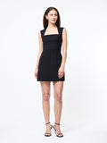 Whisper Ruth Square Neck Dress Mini Fitted Woven Polyester Black