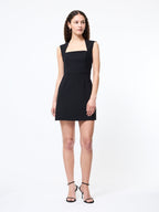 Whisper Ruth Square Neck Dress Mini Fitted Woven Polyester Black