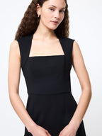 Whisper Ruth Square Neck Dress Mini Fitted Woven Polyester Black