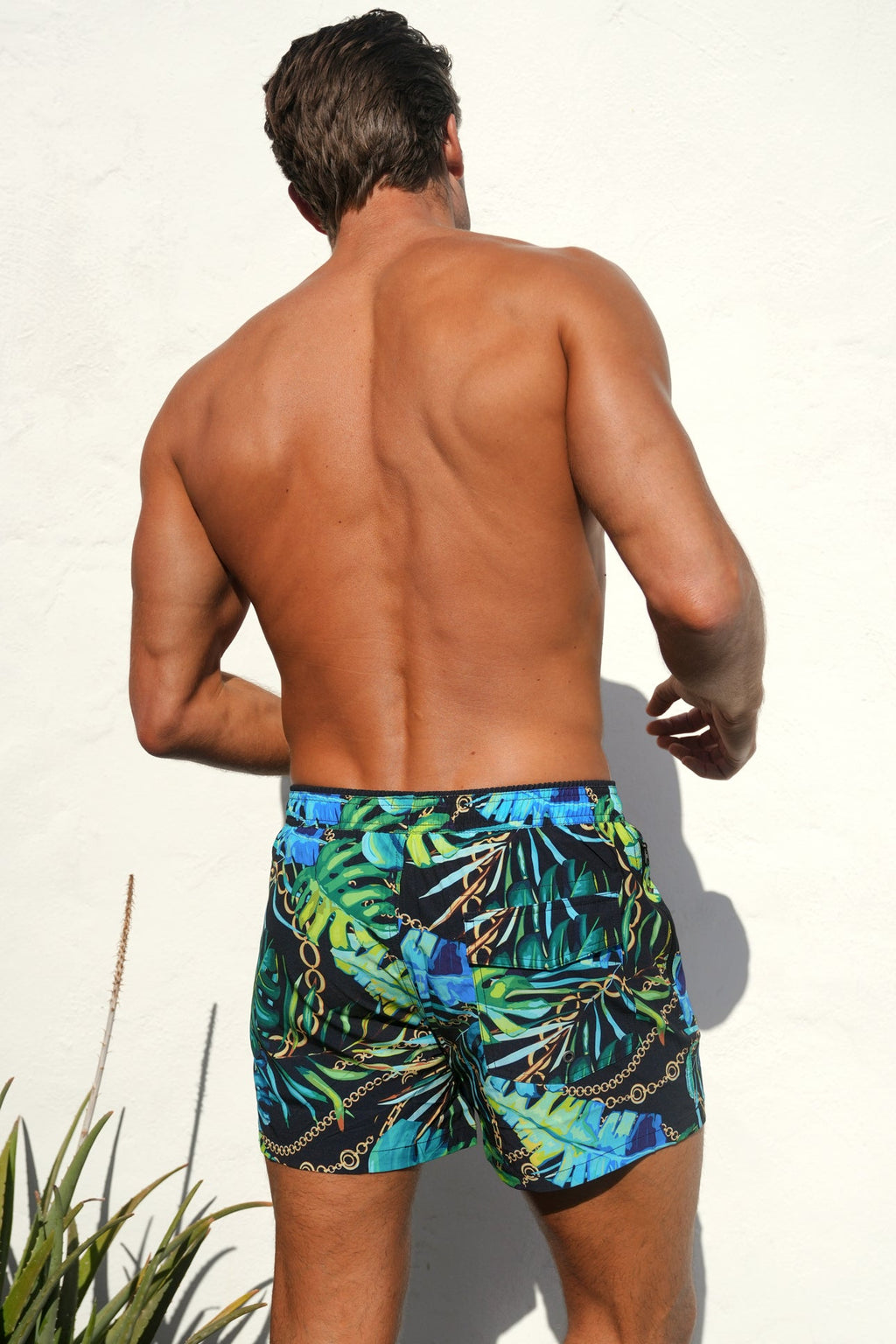 Men's Tropical 4-Way Stretch Swim Trunks with Mesh Lining