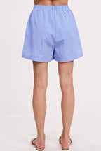 Wholesale Stripe Cotton Shorts Relaxed Fit Elastic Waistband Drawstring