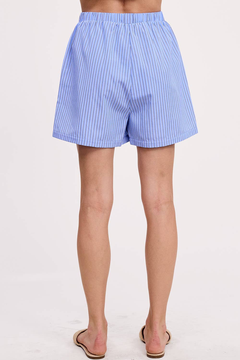 Wholesale Stripe Cotton Shorts Relaxed Fit Elastic Waistband Drawstring