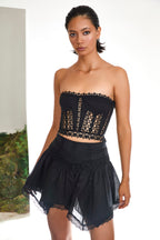 Charo Ruiz Cotton Voile Bustier with Guipure Lace Cups