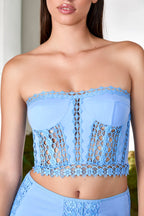 Charo Ruiz Cotton Voile Bustier with Guipure Lace Cups