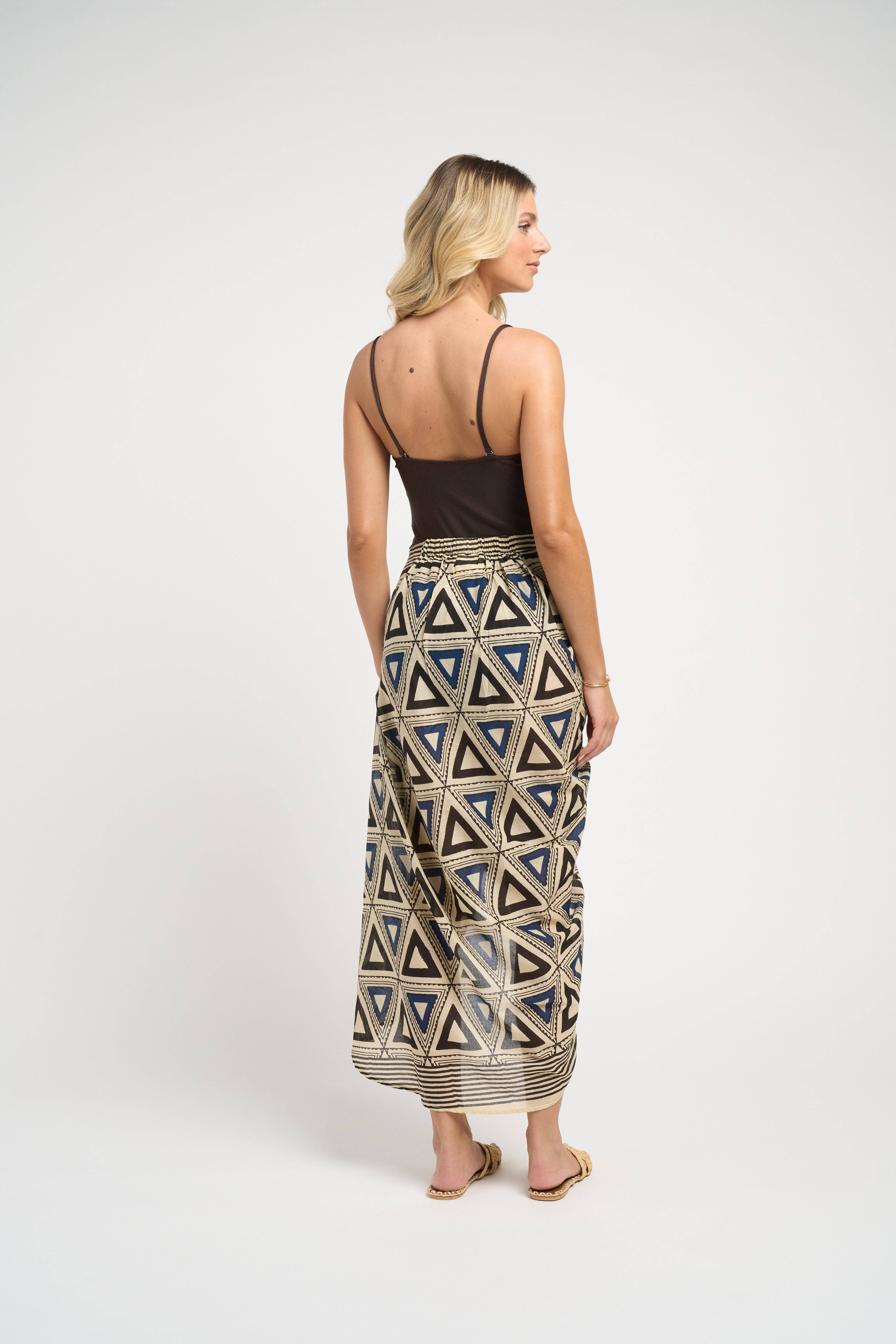 Allegra Pareo Skirt Blue Black Cotton Wrap Beachwear Versatile