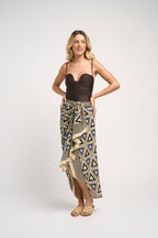 Allegra Pareo Skirt Blue Black Cotton Wrap Beachwear Versatile
