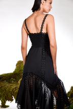 Blossel Long Cotton Voile Maxi Dress with Guipure Detailing