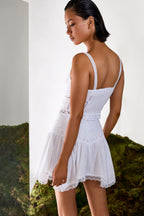 Top Breth Lace Guipure Corset Style Adjustable Front Button Top