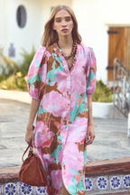 Bubble Linen Dress Aquarela 100% Organic Linen A-line Midi Dress