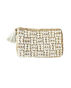 Cali Cowrie Shell & Raffia Clutch Handwoven Beach Raffia Pouch