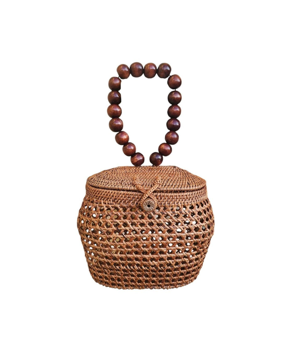 Cameron Rattan Handbag – Chestnut by OhSun