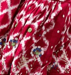 Ada Kimono Short Dress Red Handloom Cotton Embroidered Bishop Sleeves