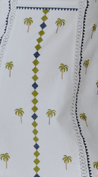 Halle Dress Lightweight Hand-Embroidered Cotton Basket-Weave Midi Elegant