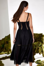 Dafelle Long Dress Cotton Voile Corsetry Guipure Sweetheart Midi