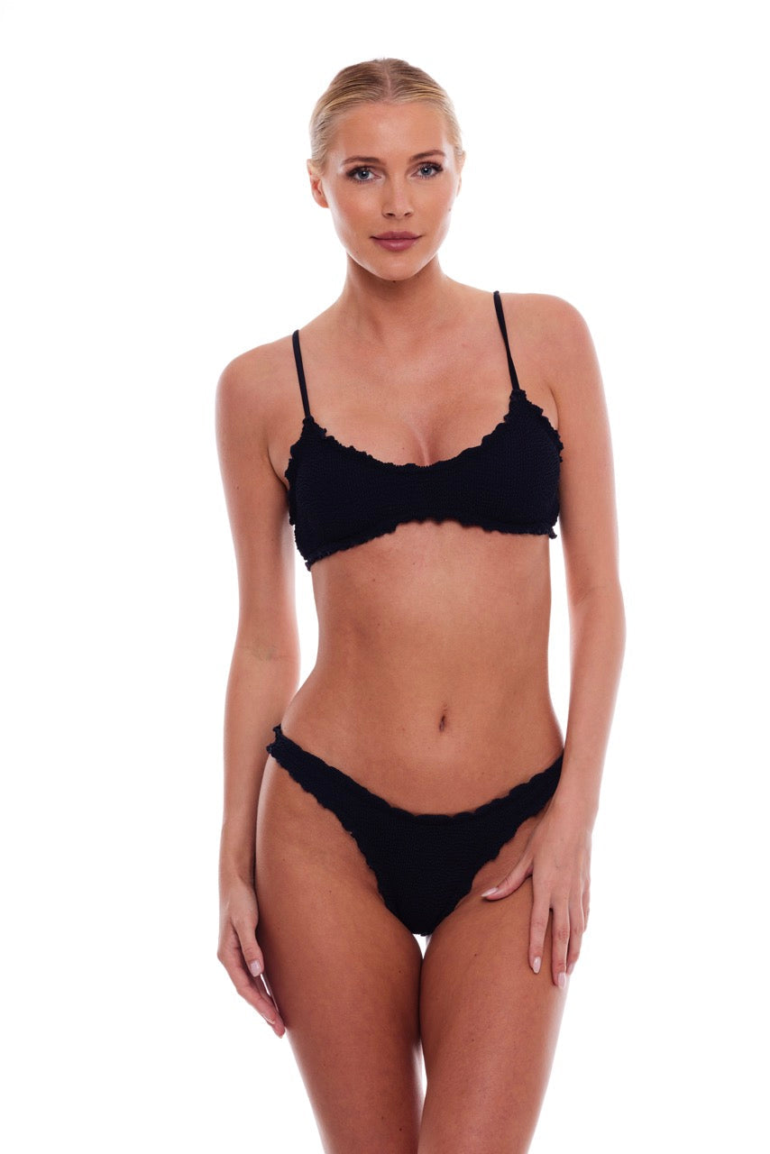Cyprus Scalloped Bralette Bikini Top with Cheeky Bottom Set