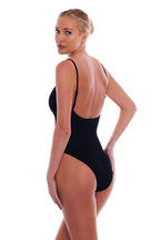 Doha Gold-Ring One-Piece Swimsuit with Adjustable Straps, Cheeky Coverage