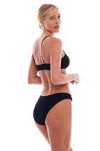 Bluewaters Single Ring Cutout Crinkle One Size Bikini TOP - BLACK