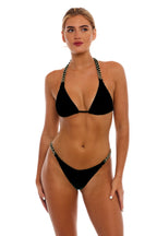 Sydney Gold Chain Cheeky One-Size Bikini Bottom with Side Chains