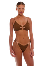Dubai Gold Ring Bralette Bikini Set One Size Stretchy Fit