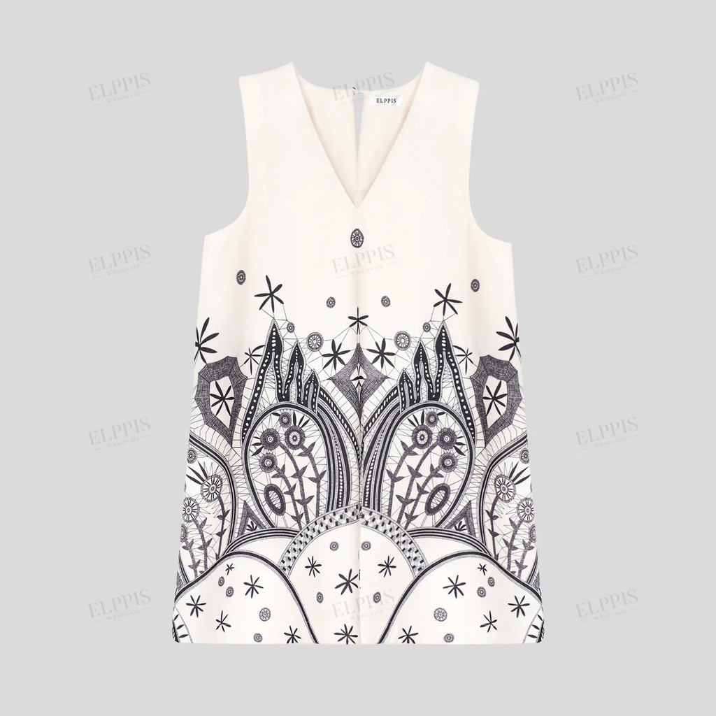 Positioned Print Court Style Tank Dress