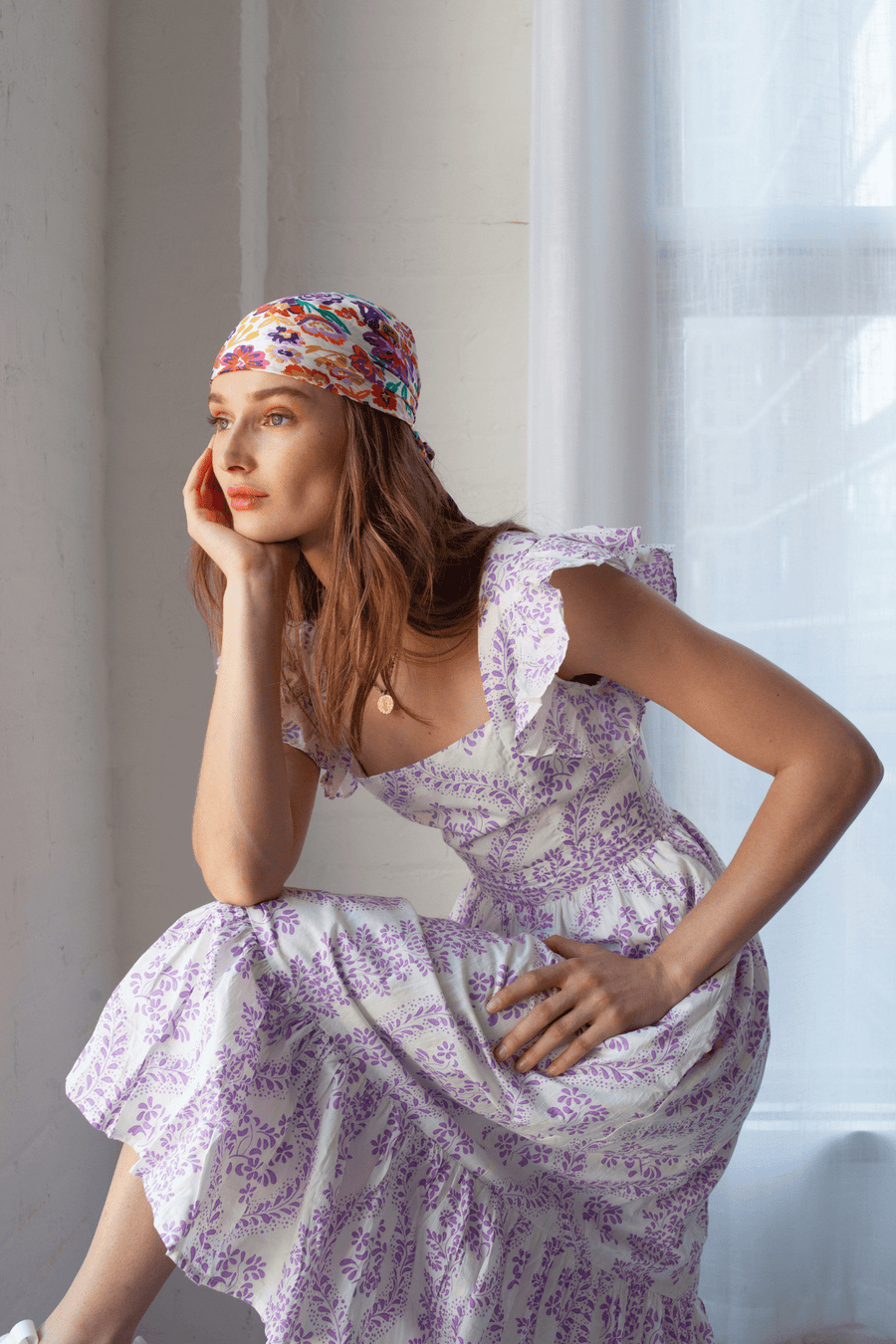 Gianna Floral Midi Dress – Purple by Guadalupe Design