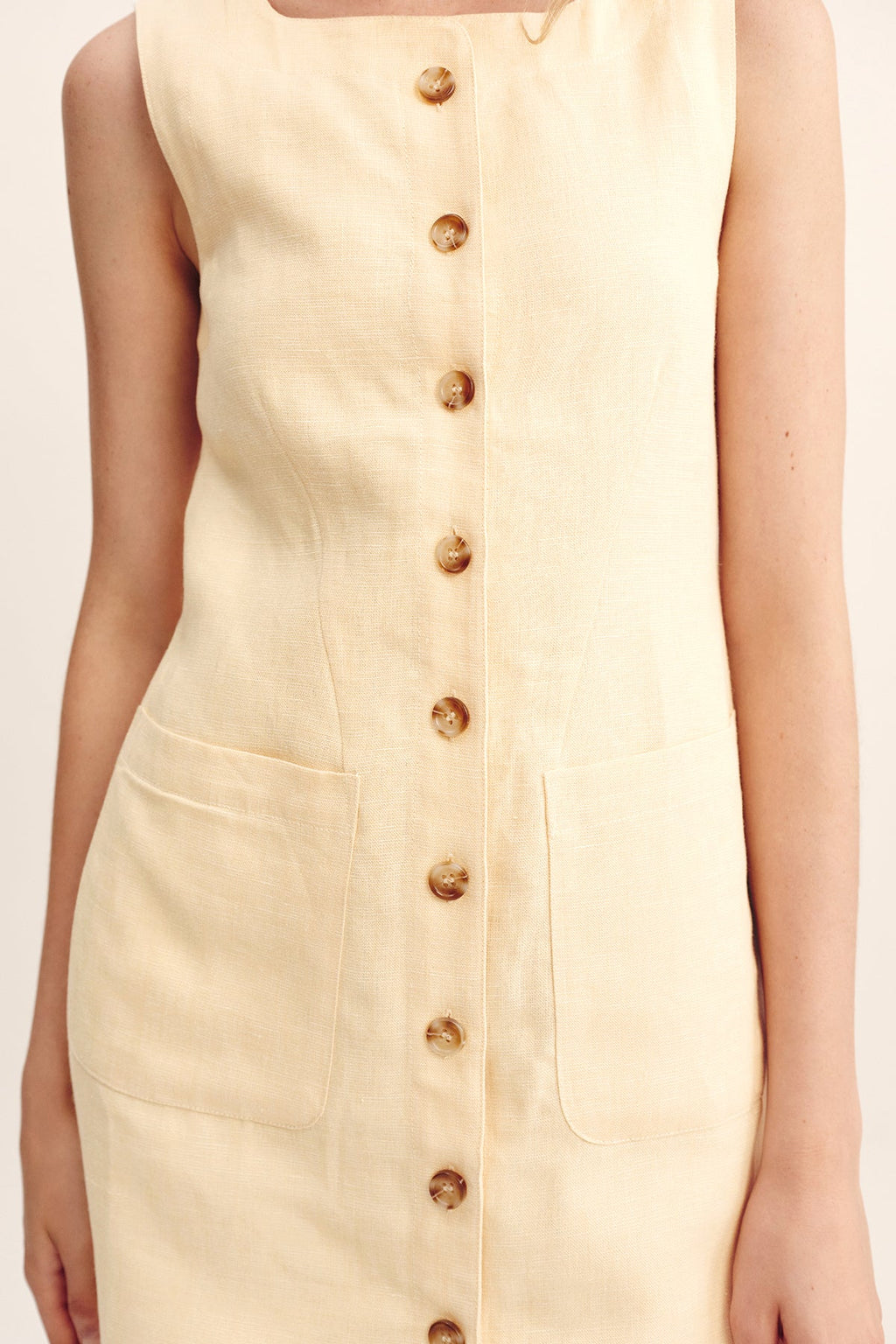 EMMA BUTTON DOWN DRESS - DUSTY CITRON