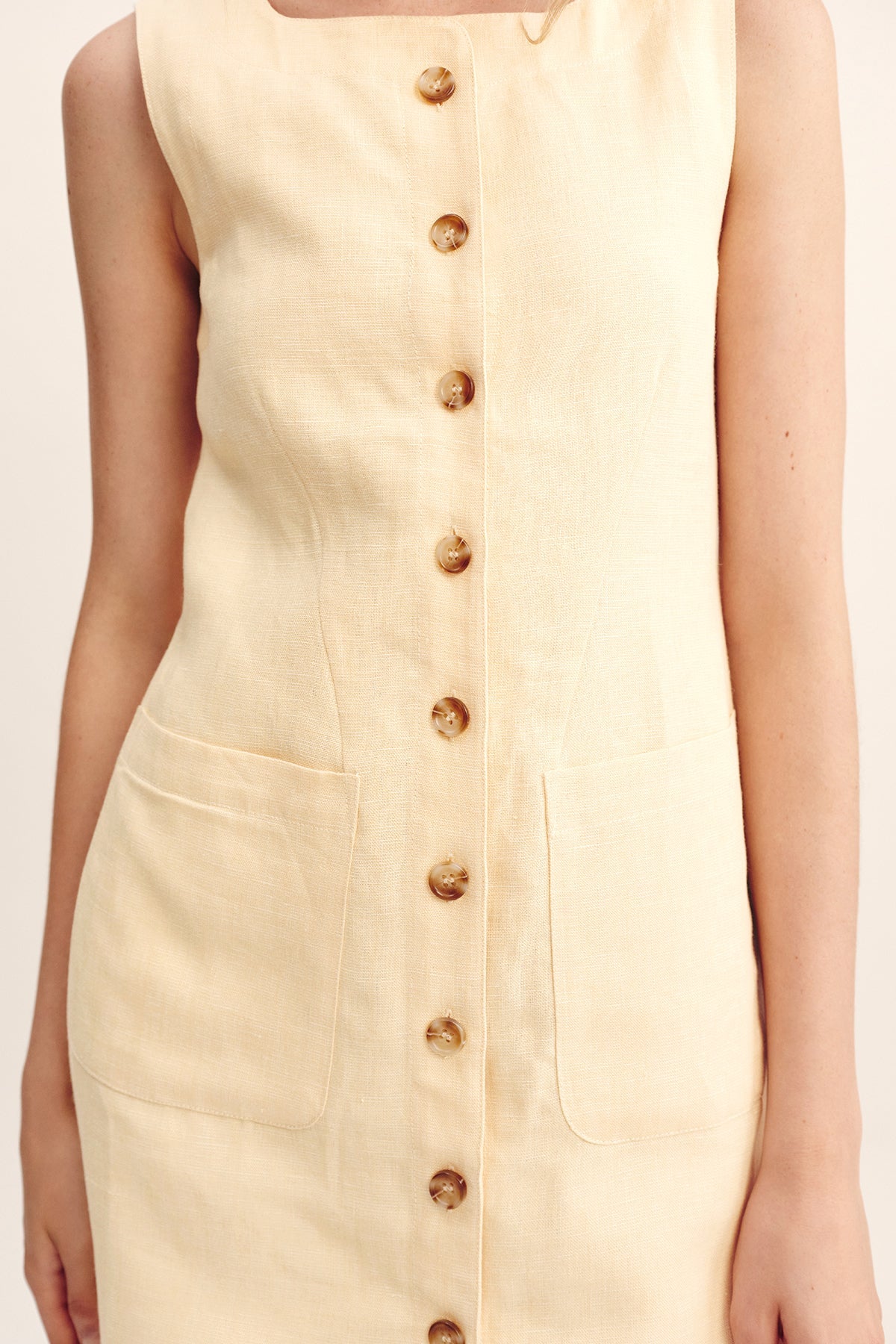 EMMA BUTTON DOWN DRESS - DUSTY CITRON