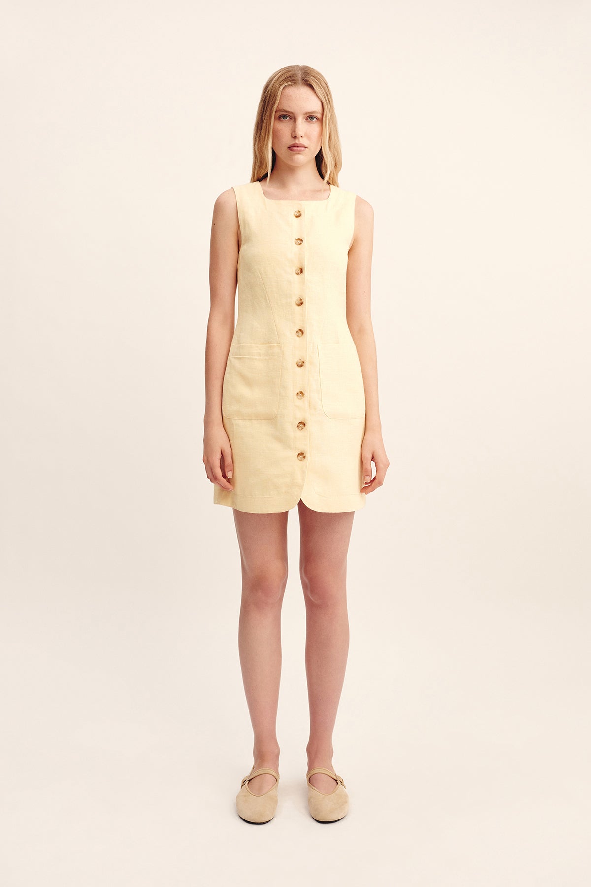 EMMA BUTTON DOWN DRESS - DUSTY CITRON