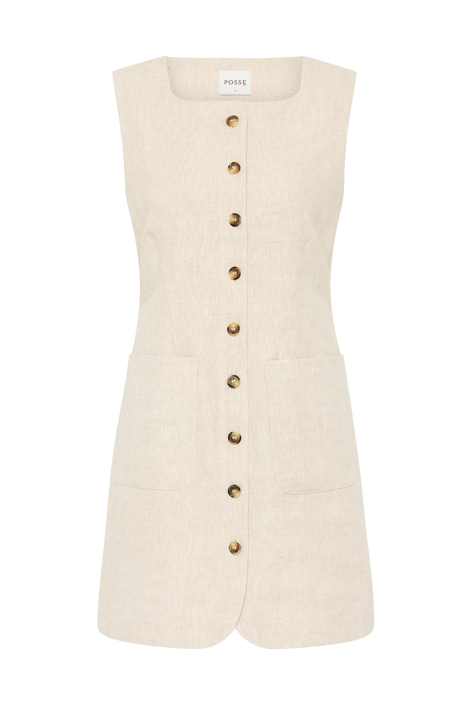 EMMA BUTTON DOWN DRESS - NATURAL