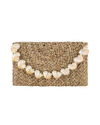 Ella Natural Fiber Clutch with Turbo Shells and Cotton Lining