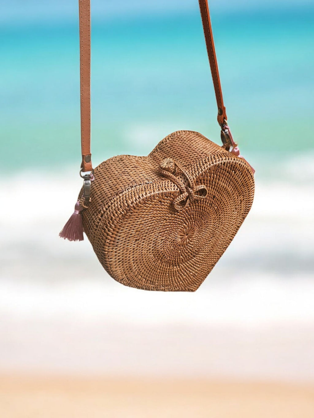 Heart Rattan Crossbody Bag by OhSun