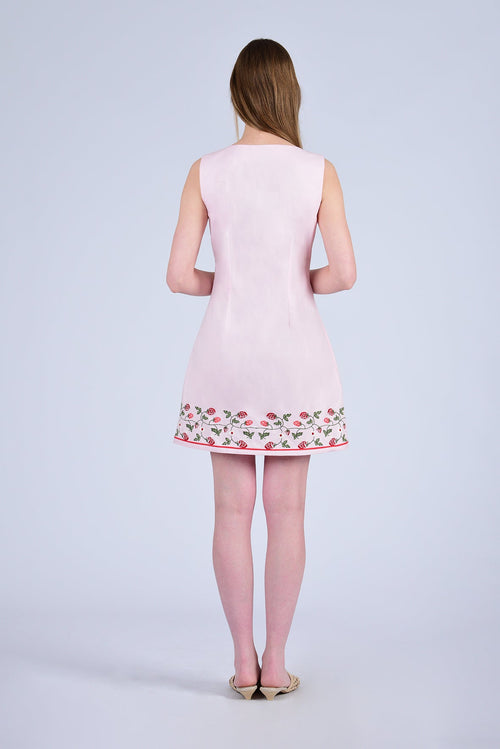 Fanm Mon Lavin Tailored Cotton Mini Dress with Strawberry Hem